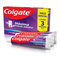 Creme Dental Colgate Máxima Proteção Anticáries mais Neutraçúcar 70g 3unidades