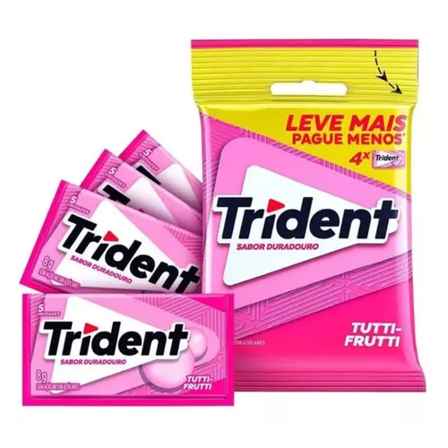 Chiclete Trident Tutti-Frutti 32g - Pacote com 4 unidades