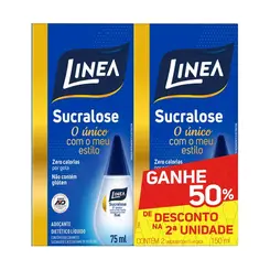 Linea Adoçante Líquido Sucralose 75ml Kit com 2 unidades Leve 25ml Gratis