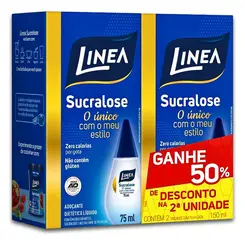 Kit Adoçante Líquido Sucralose Linea Caixa 150ml 2 Unidades Grátis 50% de Desconto na 2ª Unidade