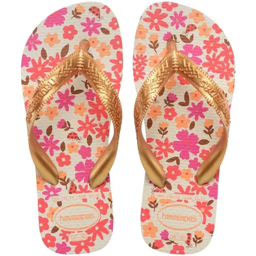 Sandália Havaianas Kids Flores Bege Dourado 33