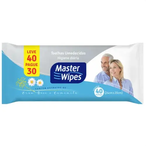 Toalha Umedecida Master Wipes Pacotes C/40