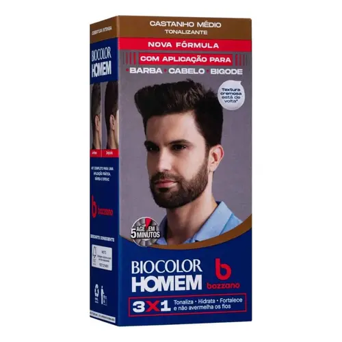 Kit Tinta Capilar Biocolor Homem Castanho Medio