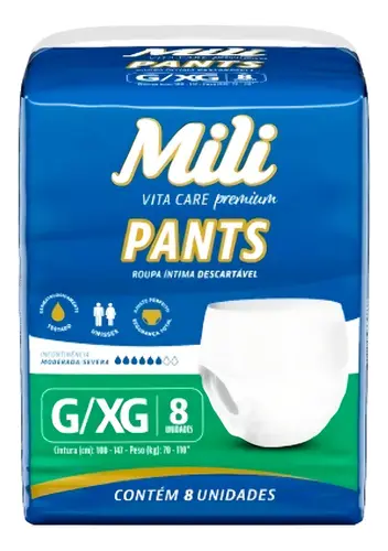 Fralda Adulto Mili Vita Care Pants G/XG 8un