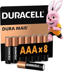 Pilha Alcalina Duracell AAA Palito 8 Unidades