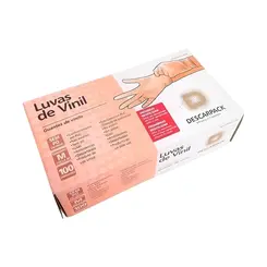 Luva Vinil Descarpack Sem Pó Descartável Tam M 100 Un