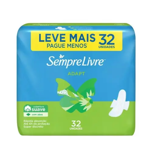 Absorvente Sempre Livre Adapt Cobertura Suave 32 unidades