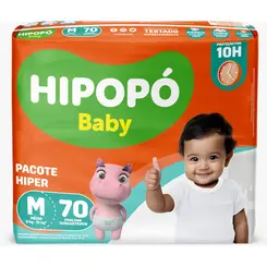 Fralda Hipopó Baby Hiper Tamanho M 70 Unidades