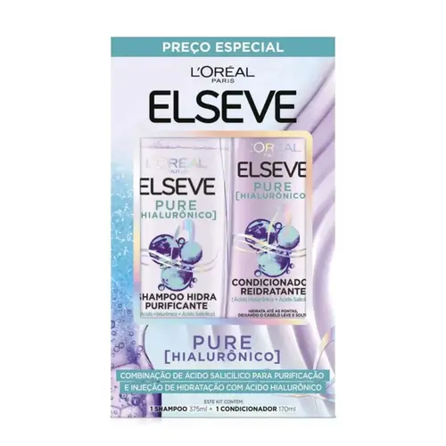 L Oréal Elseve Pure Hialurônico Shampoo 375ml + Cond 170ml
