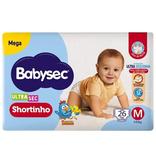 Fralda Babysec Ultrasec Shortinho Mega M 26 unidades