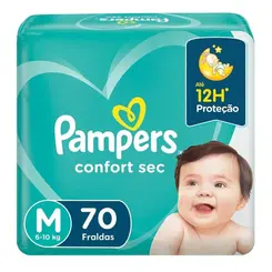 Fralda Pampers Confort Sec Super Tamanho M 70 unidades