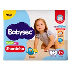Fralda Babysec Ultrasec Shortinho Mega Tamanho G 22 Un Descartáveis