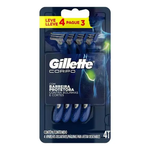 Aparelho De Barbear Gillette Corpo Leve 4 Unidades Pague 3
