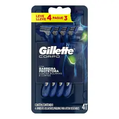 Aparelho De Barbear Gillette Corpo Leve 4 Unidades Pague 3