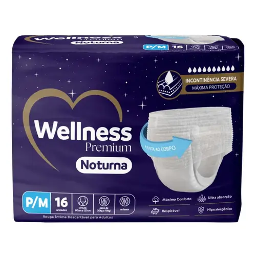 Roupa Íntima Pants Premium Wellness Noturna P/M 16 unidades