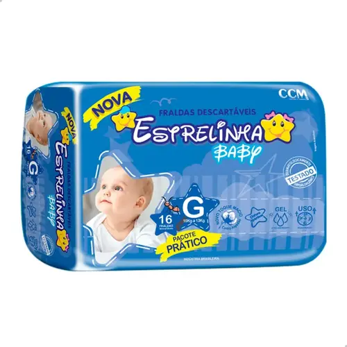 Fralda Estrelinha  Baby Pacote Pratico G - 16 Unidades