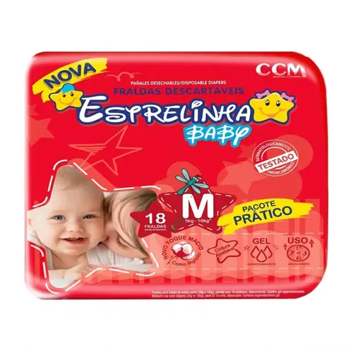 Fralda Estrelinha  Baby Pacote Pratico M - 18 Unidades