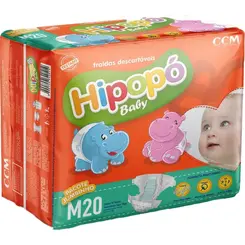 Fralda Hipopó Baby Jumbinho M - 18 unidades