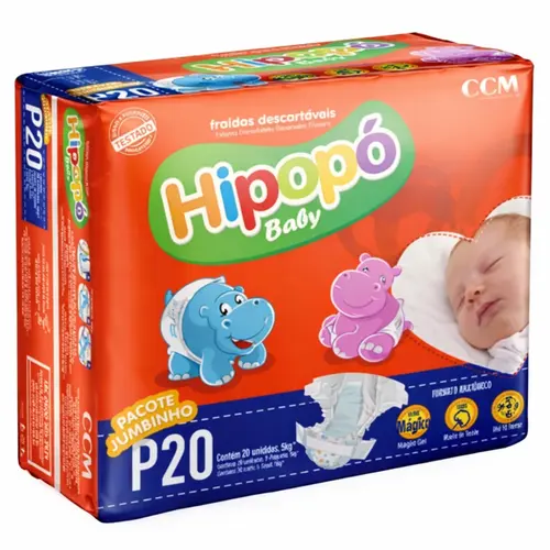 Fralda Hipopó Baby Jumbinho P - 20 unidades