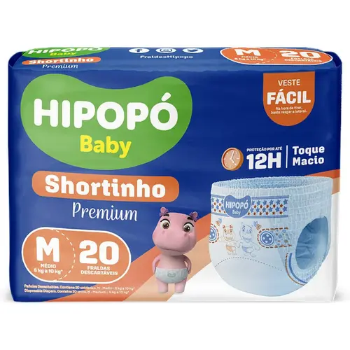 Fralda Calça Hipopó Baby Jumbinho M - 20 unidades