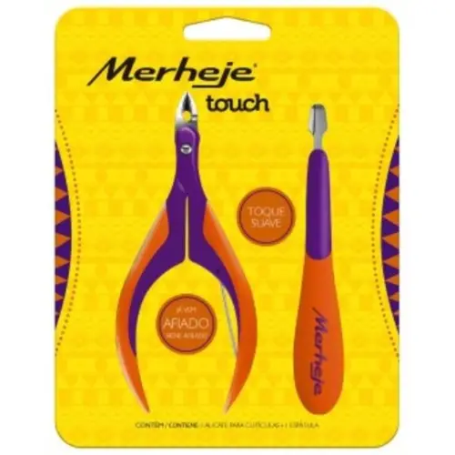 Alicate para Cutículas Merheje Touch Violeta e Laranja