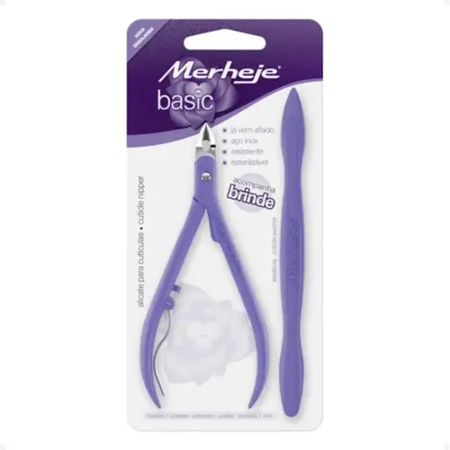 Alicate Cutícula Merheje Basic Sortido + Espátula 1un