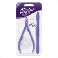 Alicate Cutícula Merheje Basic Sortido + Espátula 1un