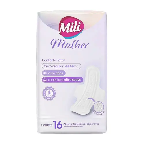 Absorvente Mili Mulher Ultra Suave com Abas 16un