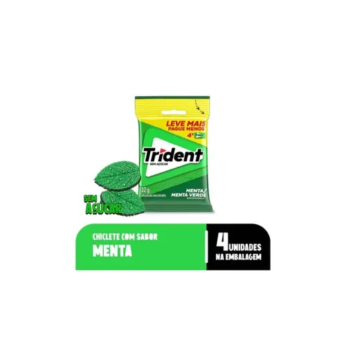 Chiclete Trident Menta  Pacote Com 4 embalagens 32g