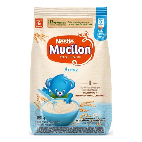 Cereal Infantil Nestlé Mucilon Arroz Sachê 180g