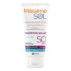 Protetor Solar Mássime Sol Fps 50 Hipoalergênico 200ml