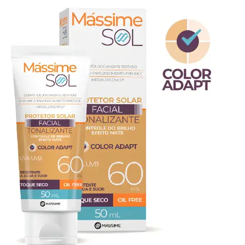 Protetor Solar Facial Massime Sol Adapt Color Fps 60 50ml