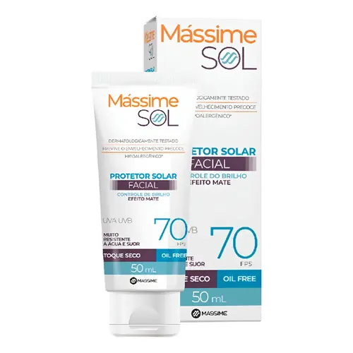 Protetor Solar Facial Massime Sol FPS 70 Toque Seco 50ml