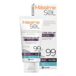 Protetor Solar Sol Facial Fps 99 Oil Free Ácido Hialuronico Massime 50ml