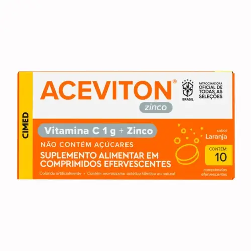 Aceviton Zinco Vitamina C 1G com 10 Comprimidos Efervescentes