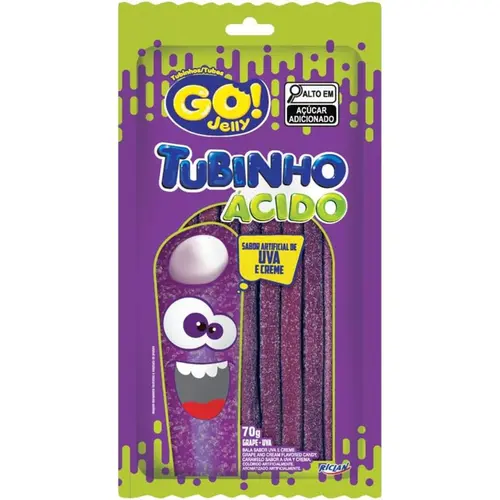 Bala Gelatina Uva Ácido Go Jelly Tubo 70g