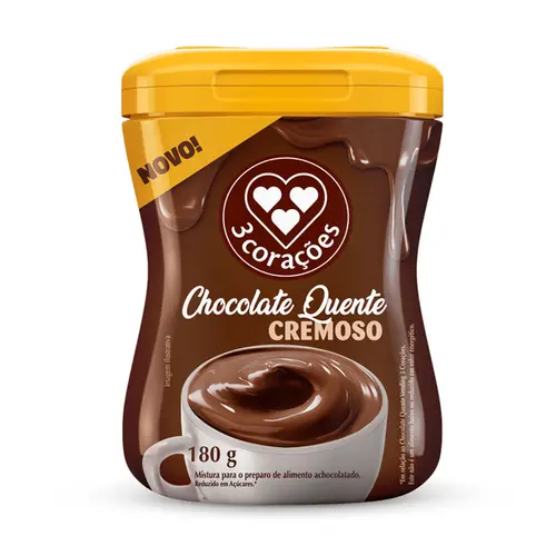 Chocolate Quente 3 Corações Cremoso em Pó 180g