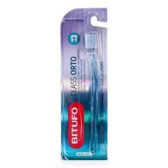 Escova de Dente Ortodôntica Bitufo Class Orto Macia Média com 1 unidade + 1 protetor de cerdas