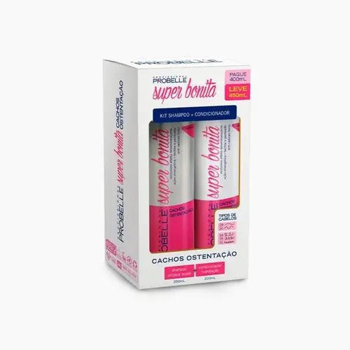 Kit Shampo e Condicionador Super Bonita Cachos Ostentação Probelle 450ml