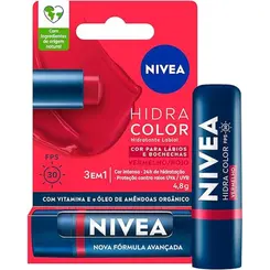 Hidratante Labial Nivea 2 Em 1 Hidra Color Vermelho 4,8g