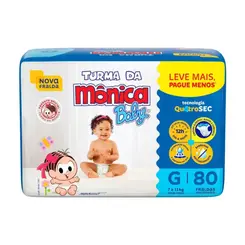 Fralda Turma da Mônica Baby G 80 unidades