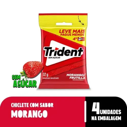 Chiclete Morango Trident 4 Unidades 32g