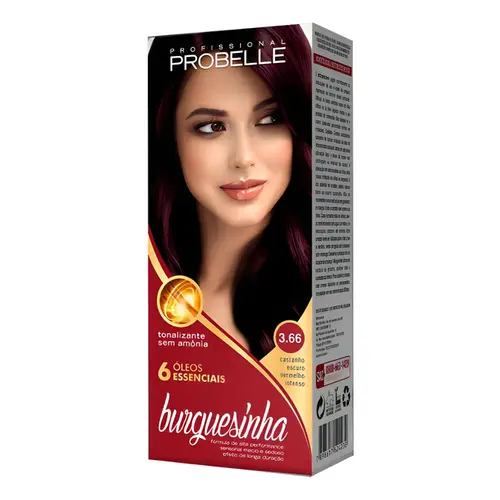 Tinta Tonalizante Burguesinha Probelle Cor 3.66 Acaju Purpura 50ml