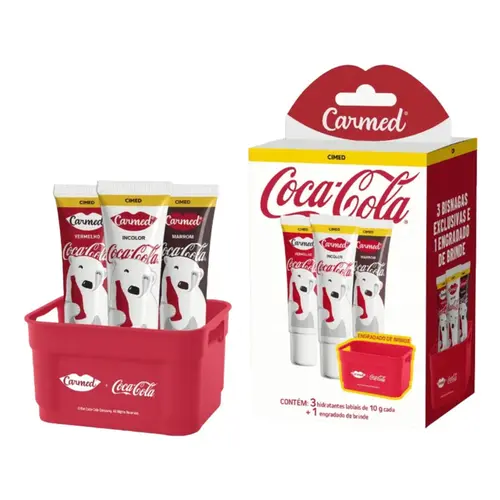 Kit Carmed Coca-Cola 3 Hidratantes Labiais 10g