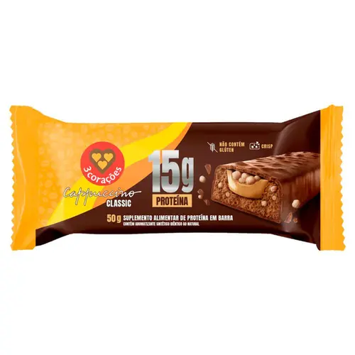 Barra de Proteína 3 Corações Cappuccino Classic 50g