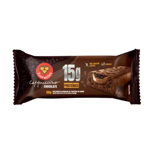 Barra de Proteína 3 Corações Cappuccino Chocolate 50g
