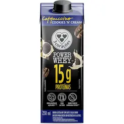 Bebida Láctea 3 Corações Cappuccino Power Whey Cookies'n Cream 250ml