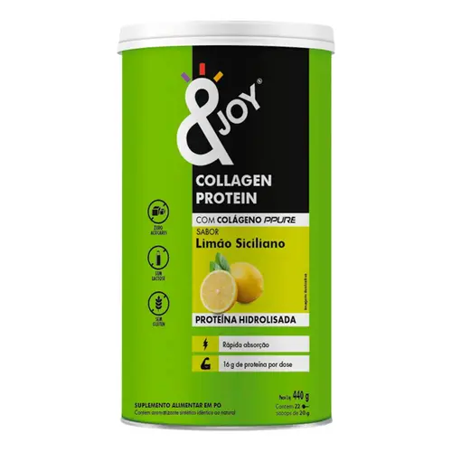 Suplemento Colágeno Hidrolisado Collagen Protein &Joy Limão Siciliano 440g