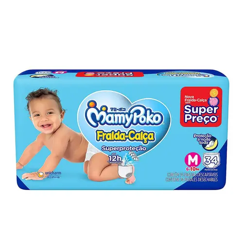 Fralda Infantil Mamypoko Calça Superproteção M 34 Unidades