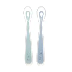Kit 2 Colheres Em Silicone Fase 1 Azul